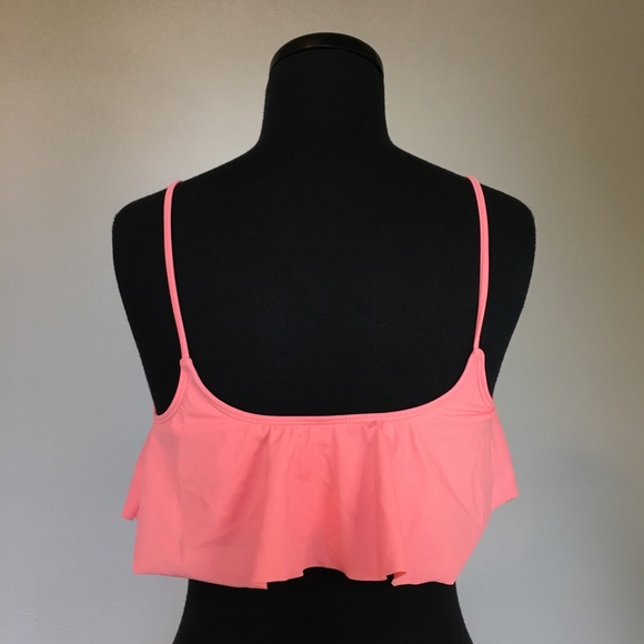 LA Hearts Pink Ruffled Bikini Top, M - Picture 2 of 8